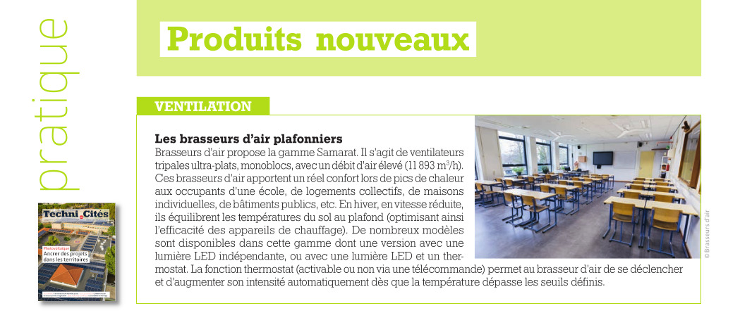 ventilateurs tripales ultra-plats, monoblocs, avec un débit d’air élevé (11 893 m3/h)