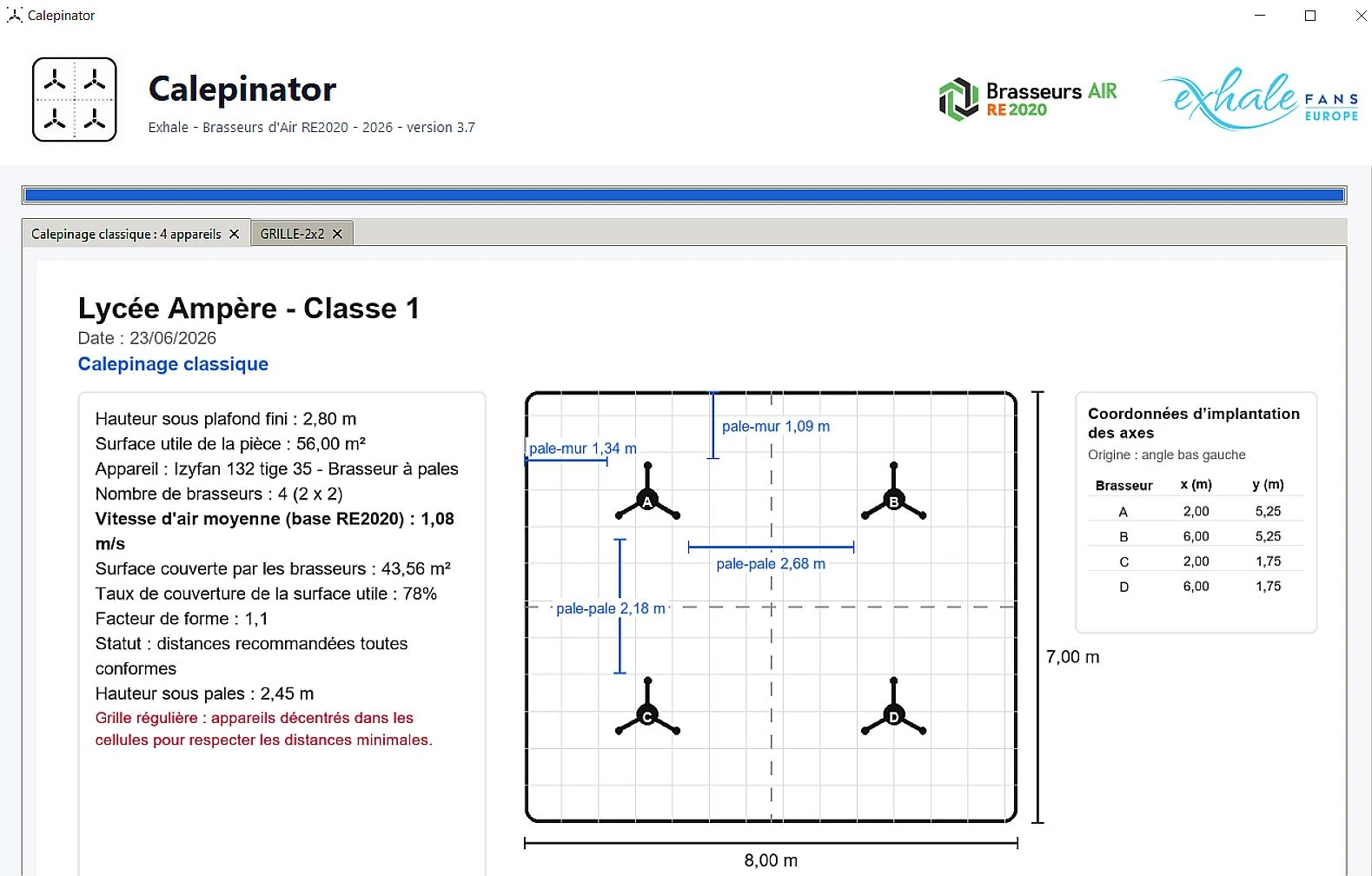 Visuel du logiciel interne Brasseurs-AIR RE2020